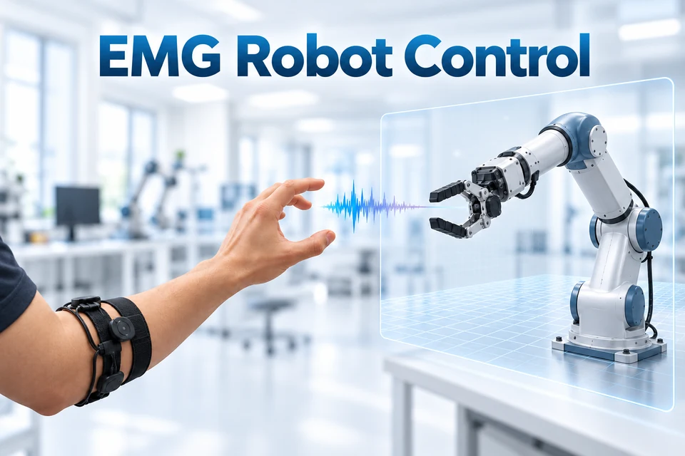 EMG Robot Control: muscle signals controlling a simulated robot arm